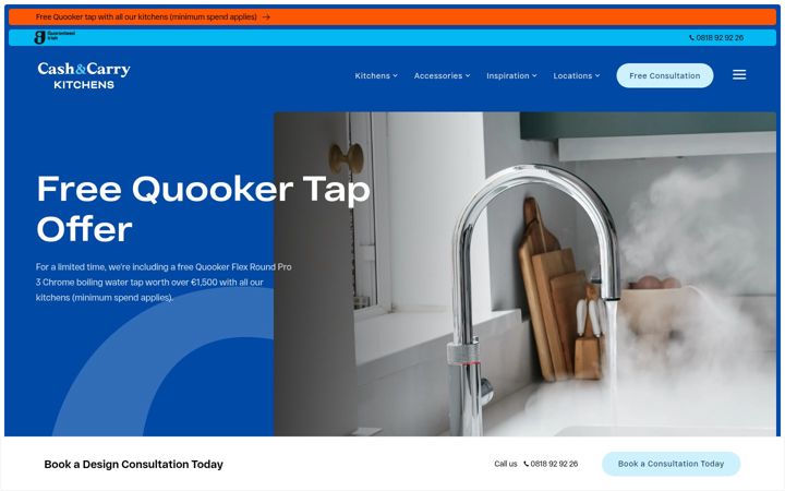 Screenshot of cashandcarrykitchens.ie