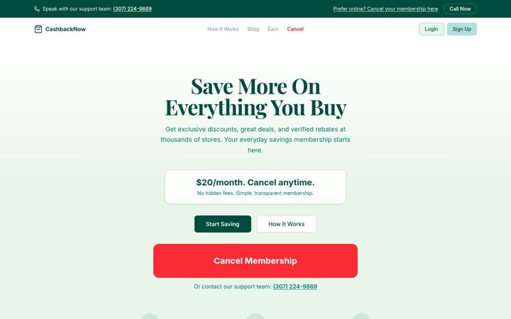 Screenshot of cashback-now.com