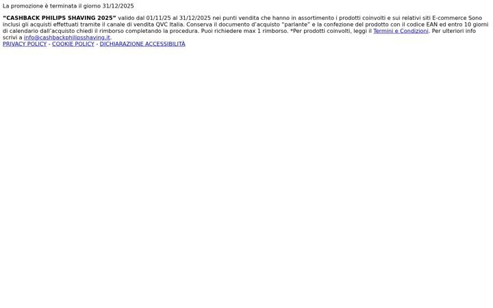 Screenshot of cashbackphilipsshaving.it