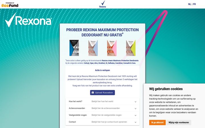 Screenshot of cashbackrexona.be