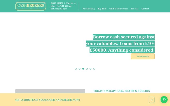 Screenshot of cashbrokersleamingtonspa.co.uk