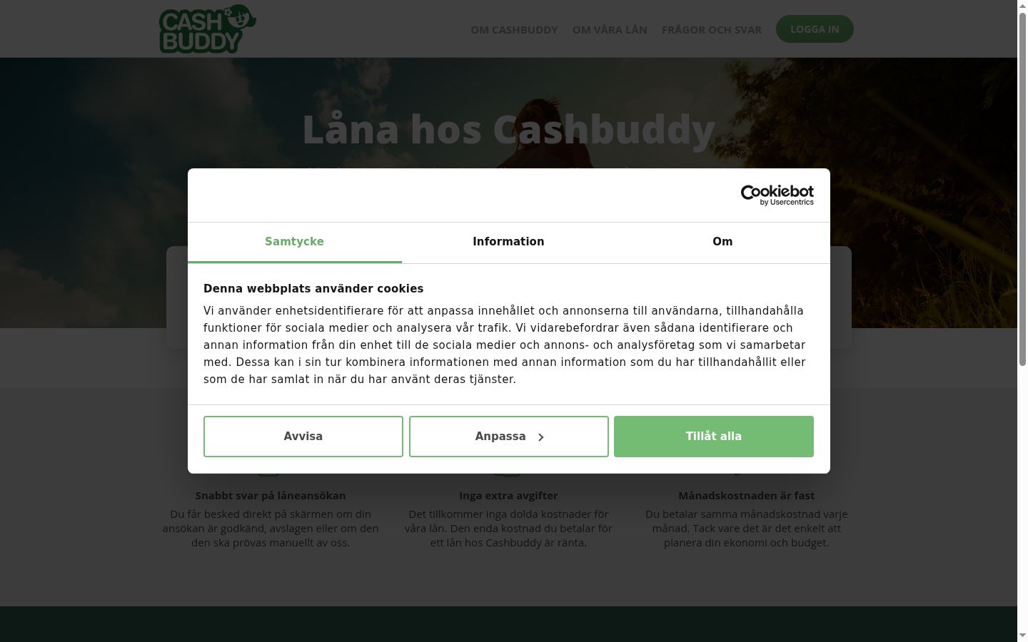 Screenshot del banner di consenso mostrato prima di qualsiasi interazione