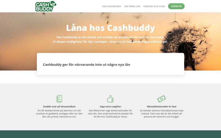 Screenshot of cashbuddy.se
