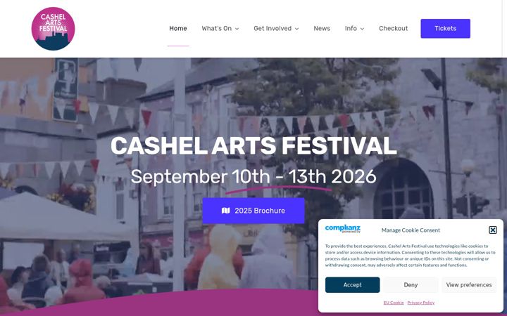 Screenshot of cashelartsfest.com