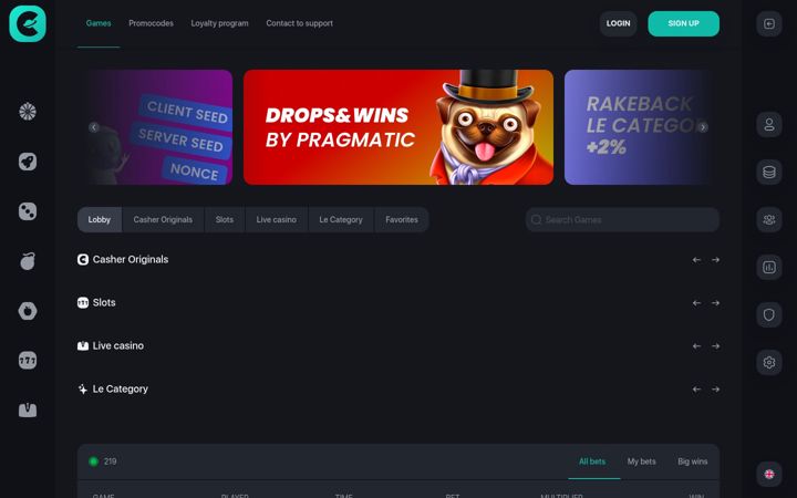 Screenshot of casher.win