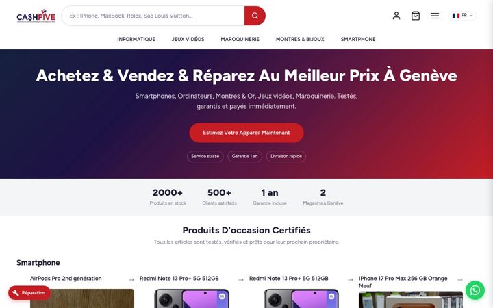 Screenshot of cashfive.ch