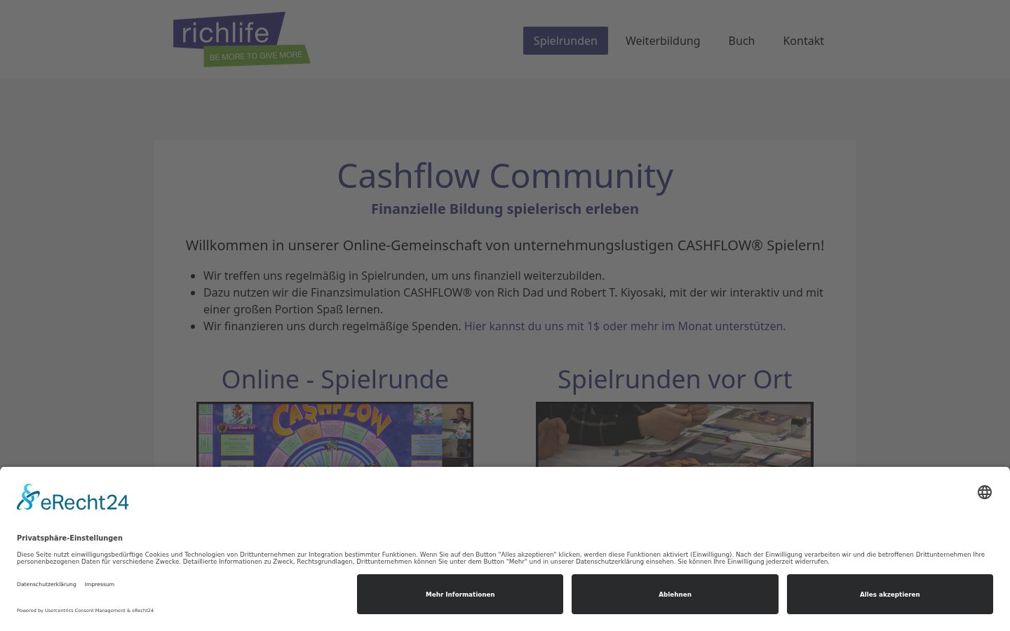 Screenshot des Einwilligungsbanners vor jeglicher Interaktion