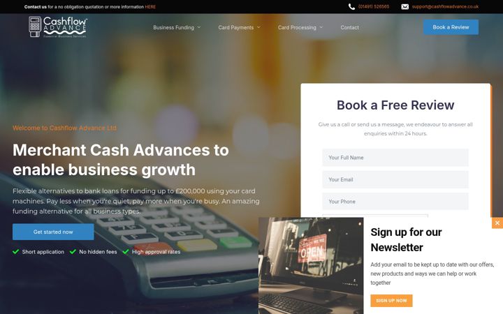 Screenshot of cashflowadvance.co.uk