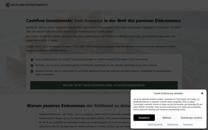 Screenshot of cashflowinvestments.de