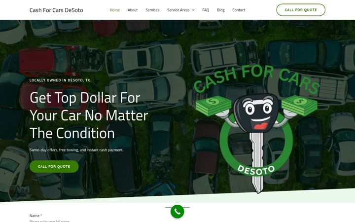 Screenshot of cashforcarsdesoto.com