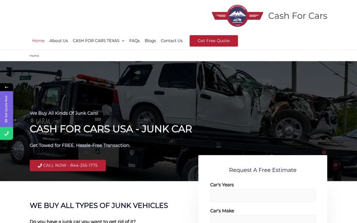Screenshot of cashforcarsusa.net