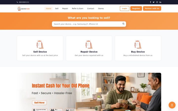Screenshot of cashforphone.in
