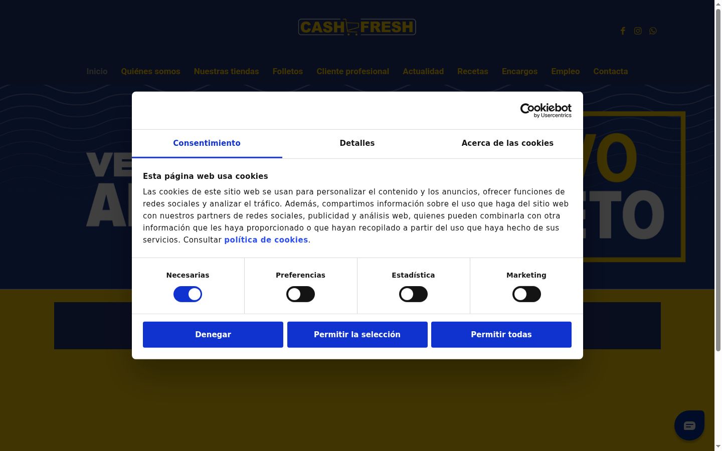 Screenshot of the consent banner shown before any interaction