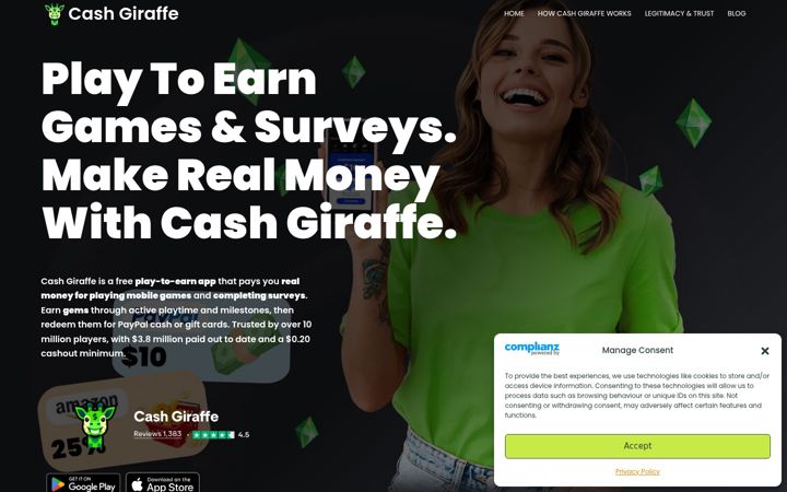 Screenshot of cashgiraffe.com