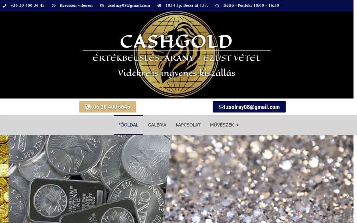 Screenshot of cashgold.hu