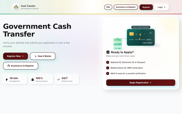 Screenshot of cashgrant.gov.gy