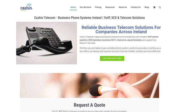 Screenshot of cashintelecom.ie