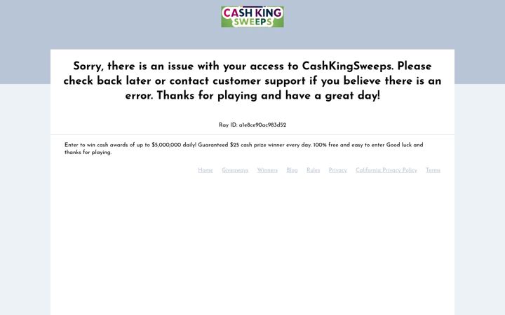 Screenshot of cashkingsweeps.com