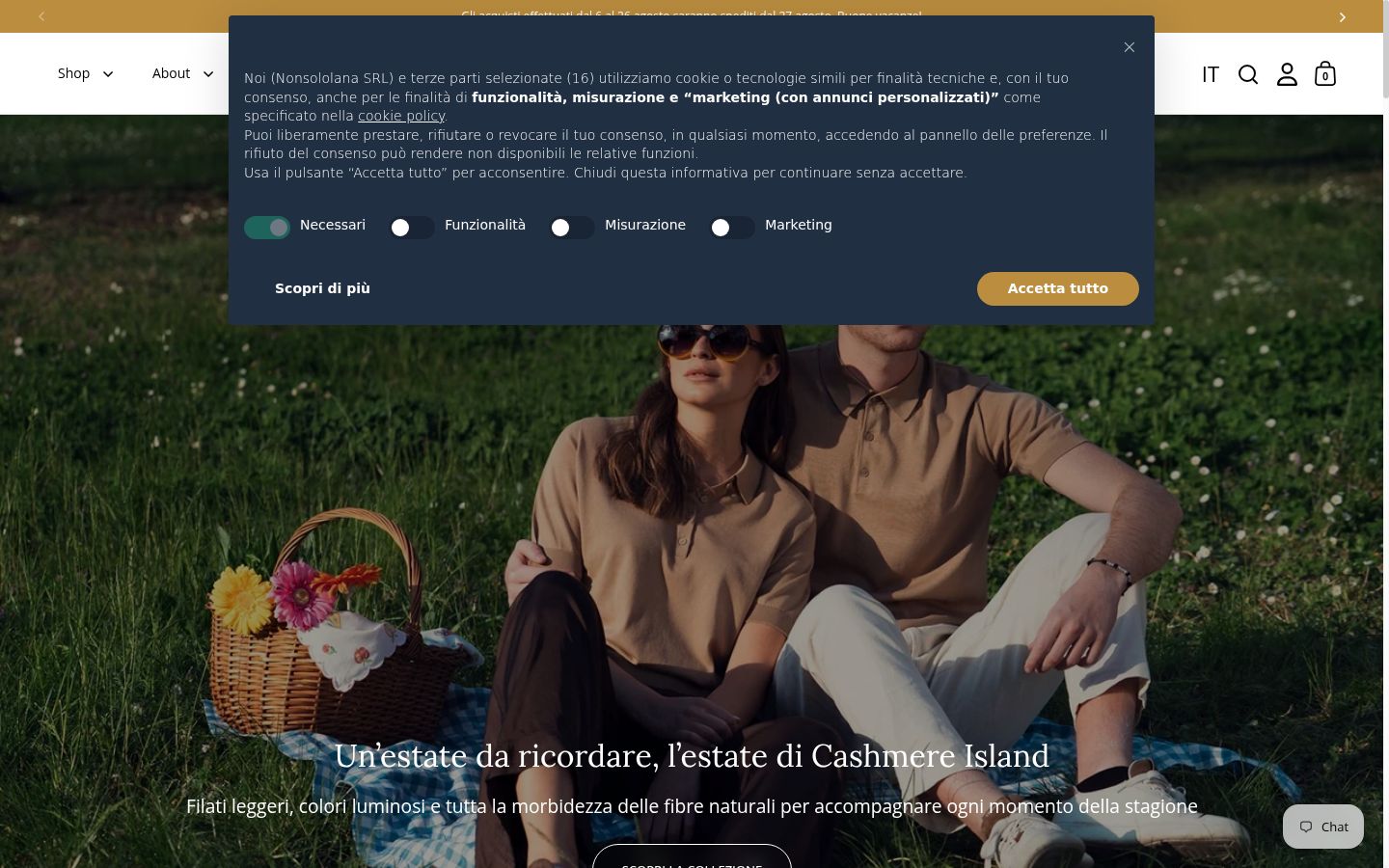 Captura de ecrã do banner de consentimento apresentado antes de qualquer interação
