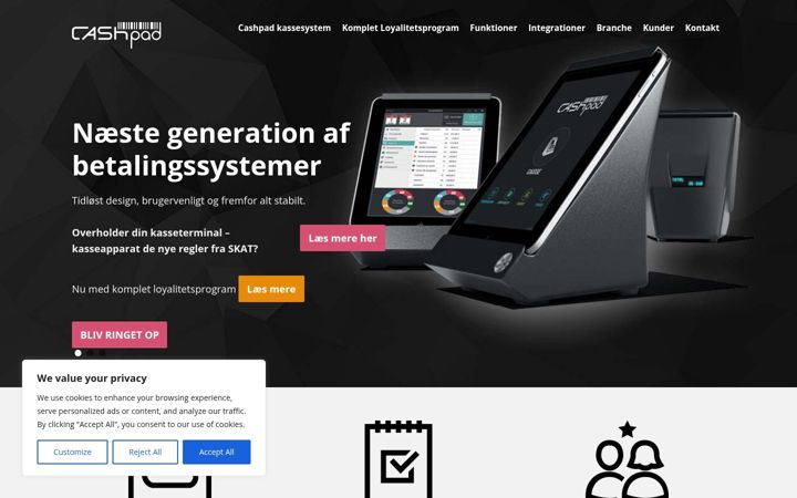 Screenshot of cashpad.dk
