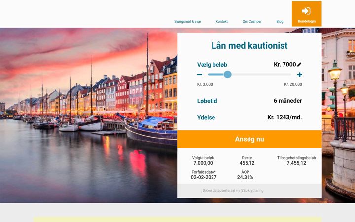 Screenshot of cashper.dk