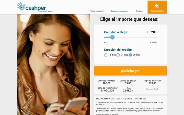 Screenshot of cashper.es