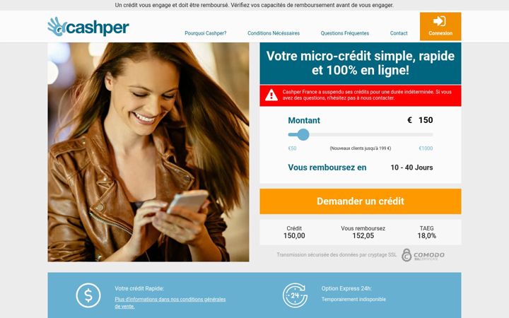 Screenshot of cashper.fr