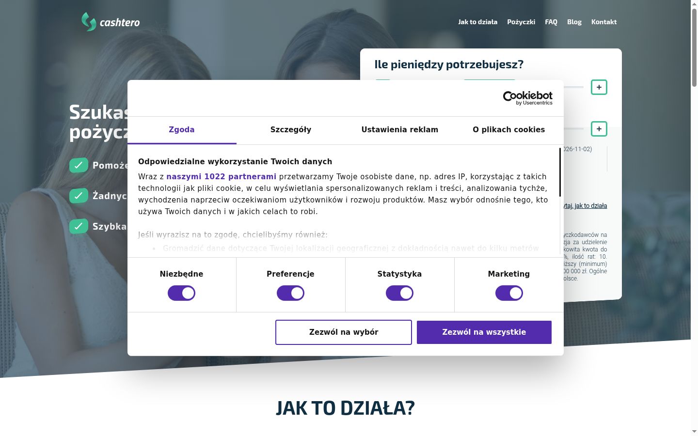 Screenshot del banner di consenso mostrato prima di qualsiasi interazione