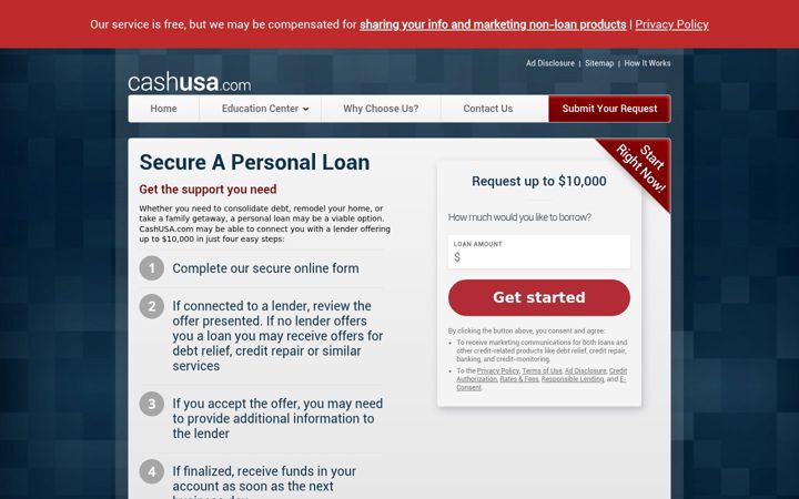 Screenshot of cashusa.com