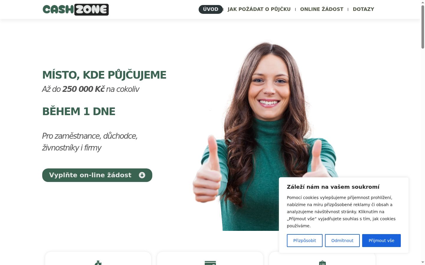 Snímka obrazovky banera súhlasu zobrazeného pred akoukoľvek interakciou
