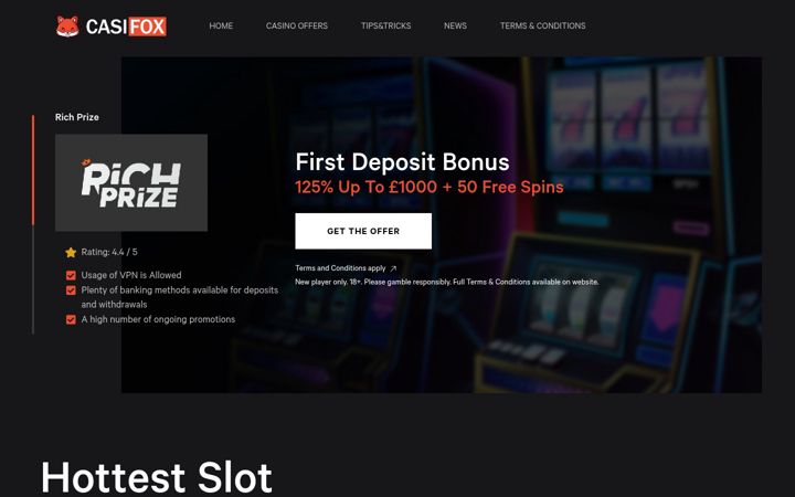 Screenshot of casifox.com