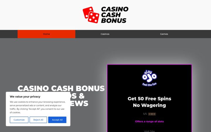 Screenshot of casino-cash-bonus.com