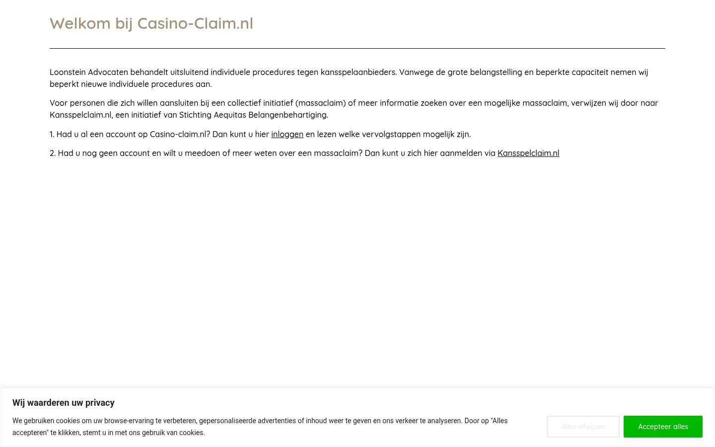 Skærmbillede af samtykkebanneret, som det blev vist før nogen interaktion