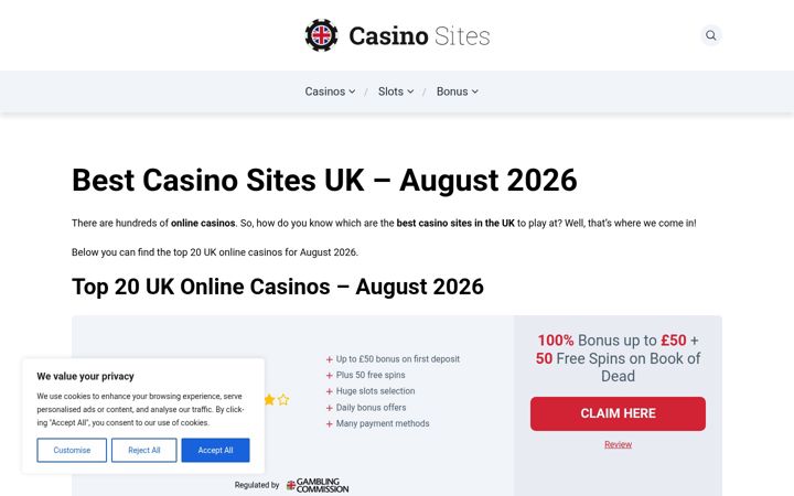 Screenshot of casino-sites.uk