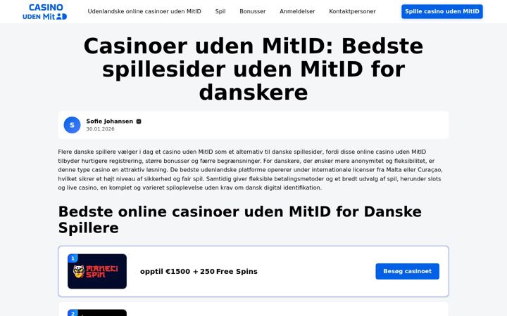 Screenshot von casino-uden-mitid.dk