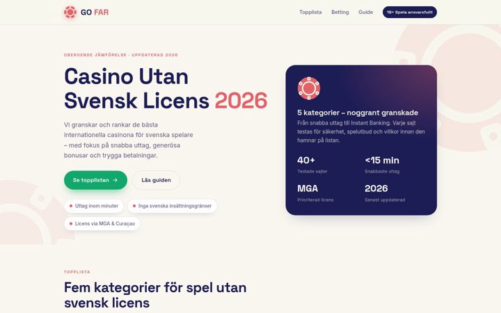 Screenshot of casino-utan-spelpaus.net