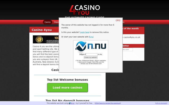 Screenshot of casino4you.co.uk