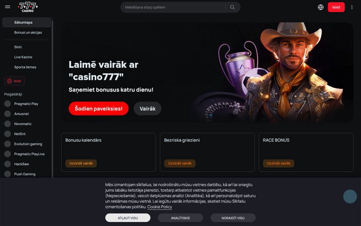 Screenshot of casino777.lv