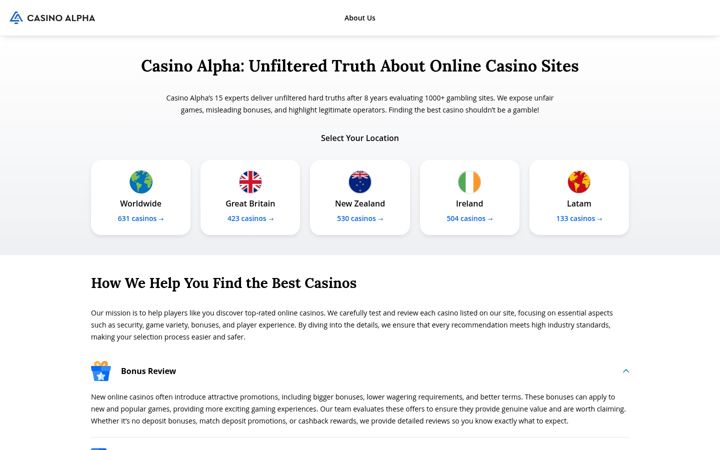 Screenshot of casinoalpha.com