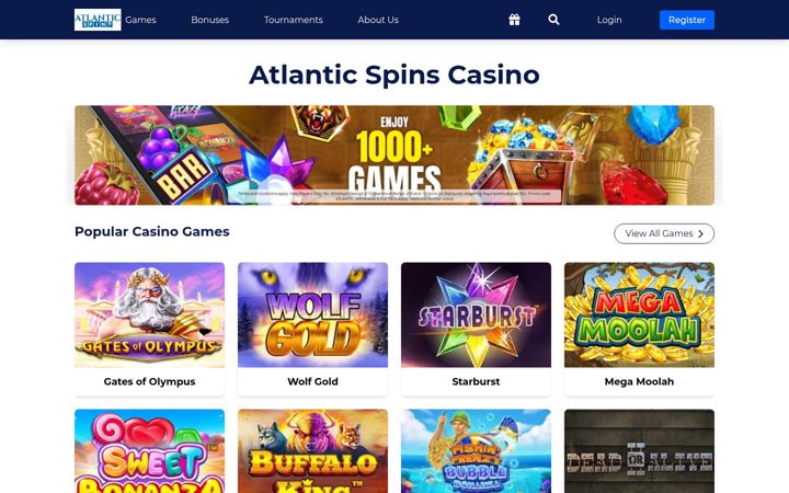 Screenshot stránky casinoatlanticspins.co.uk