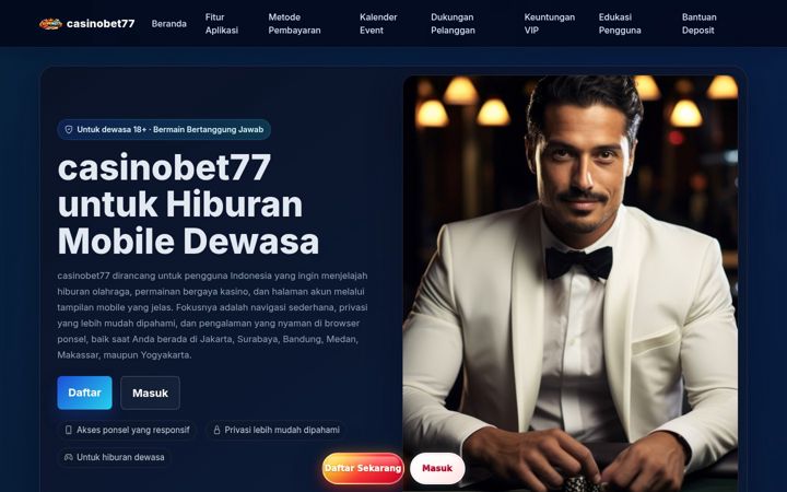Posnetek zaslona casinobet77.org