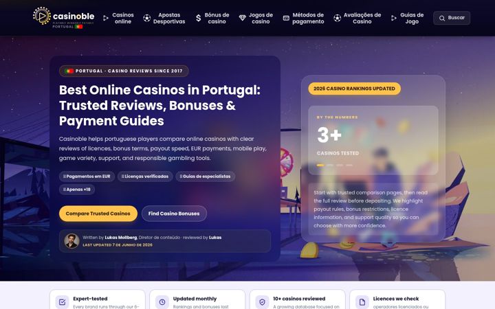 Kuvakaappaus sivustosta casinoble.pt