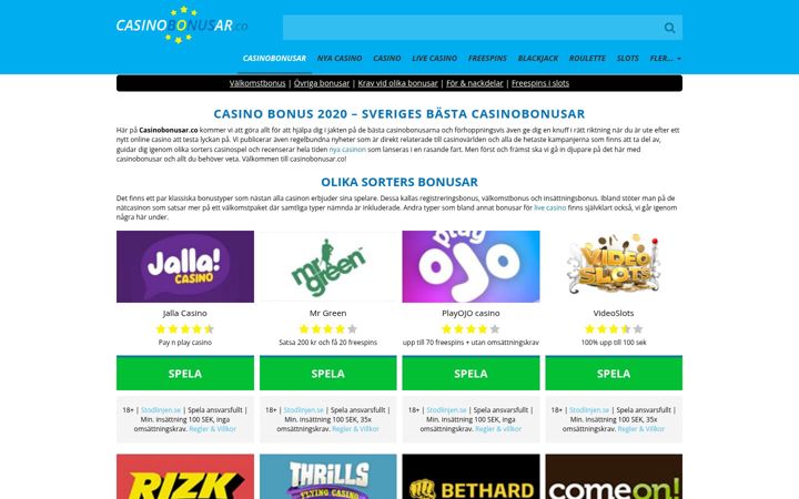 Screenshot of casinobonusar.co