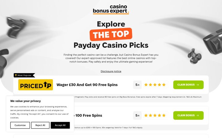 Screenshot of casinobonusexpert.com