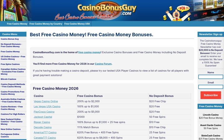 Screenshot of casinobonusguy.com