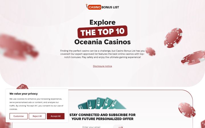 Screenshot of casinobonuslist.com