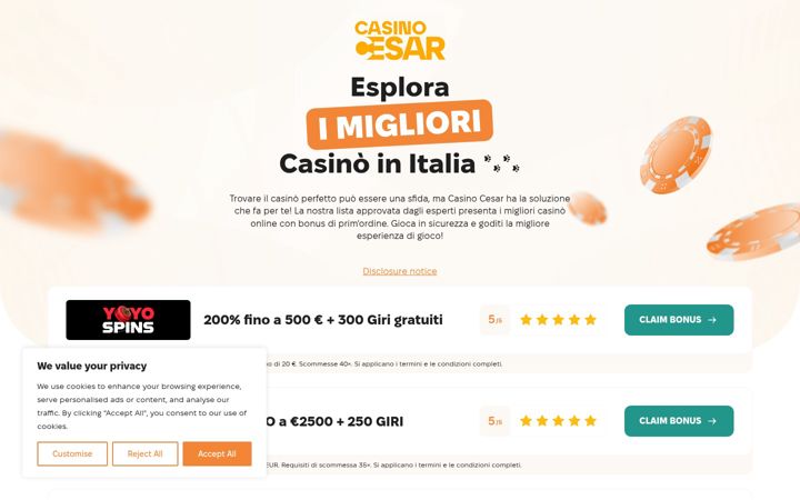 Screenshot of casinocesar.com