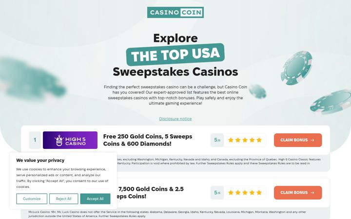 Screenshot of casinocoin.net