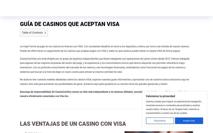 Screenshot of casinoconvisa.com