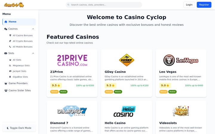 Screenshot of casinocyclop.com